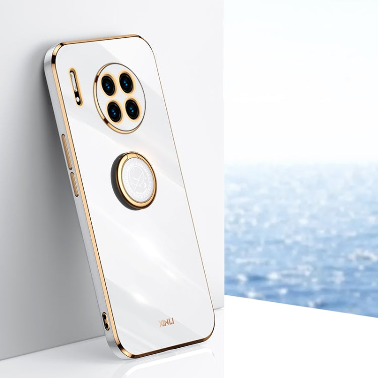 For Huawei Mate 30 XINLI Straight 6D Plating Gold Edge TPU Shockproof Case with Ring Holder