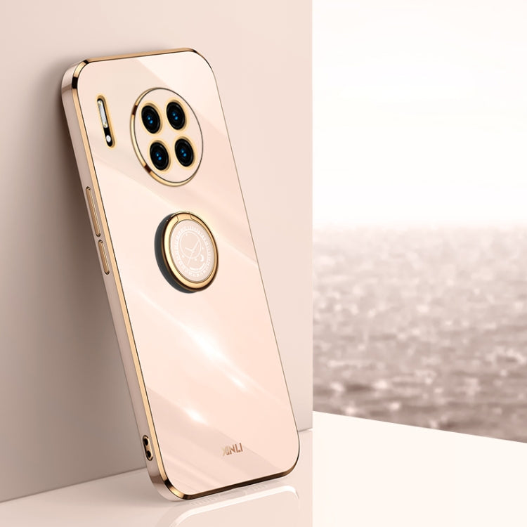 For Huawei Mate 30 XINLI Straight 6D Plating Gold Edge TPU Shockproof Case with Ring Holder