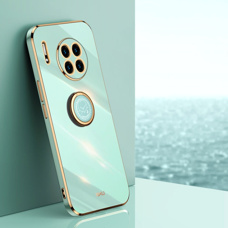 For Huawei Mate 30 XINLI Straight 6D Plating Gold Edge TPU Shockproof Case with Ring Holder