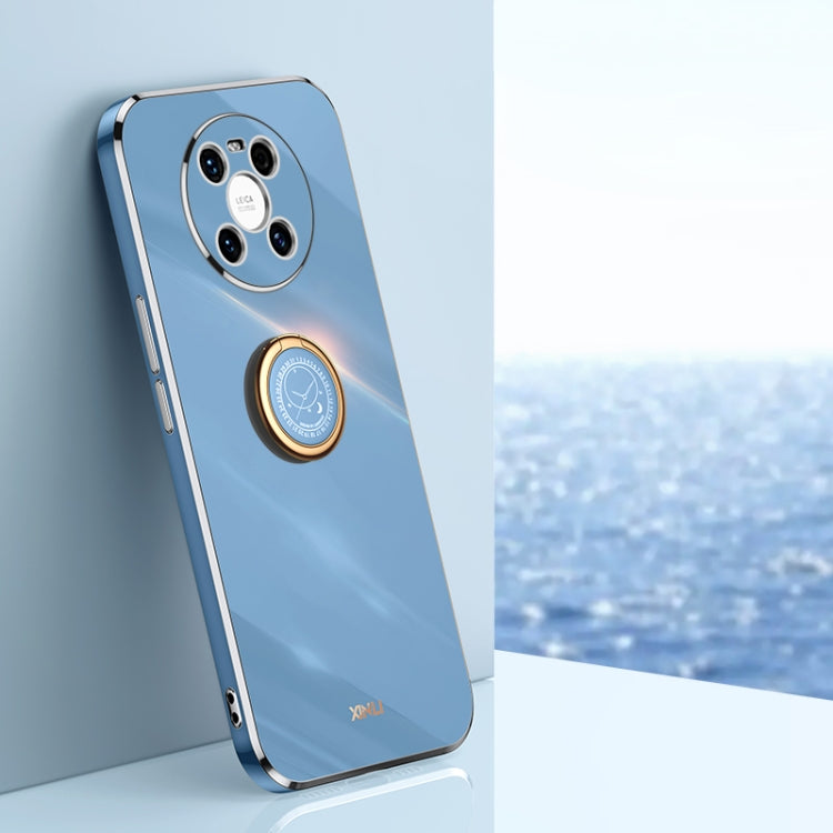 For Huawei Mate 40 XINLI Straight 6D Plating Gold Edge TPU Shockproof Case with Ring Holder
