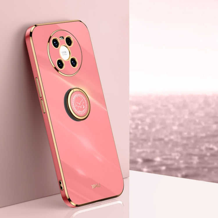 For Huawei Mate 40 XINLI Straight 6D Plating Gold Edge TPU Shockproof Case with Ring Holder
