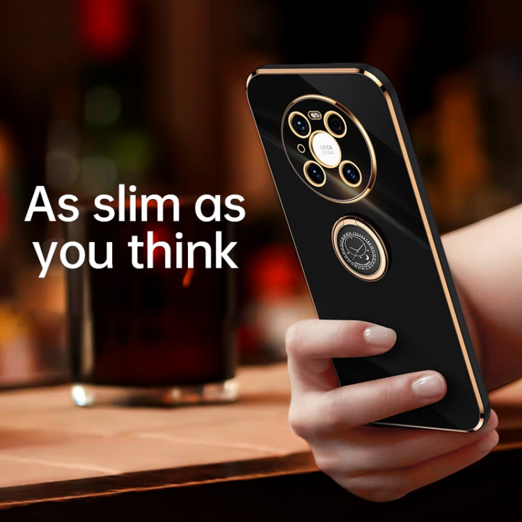 For Huawei Mate 40 XINLI Straight 6D Plating Gold Edge TPU Shockproof Case with Ring Holder