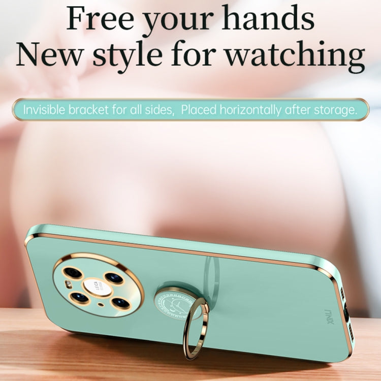 For Huawei Mate 40 XINLI Straight 6D Plating Gold Edge TPU Shockproof Case with Ring Holder