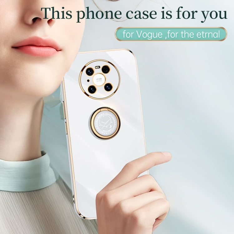 For Huawei Mate 40 XINLI Straight 6D Plating Gold Edge TPU Shockproof Case with Ring Holder