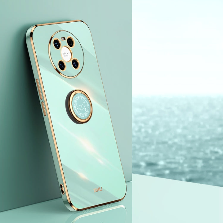 For Huawei Mate 40 XINLI Straight 6D Plating Gold Edge TPU Shockproof Case with Ring Holder