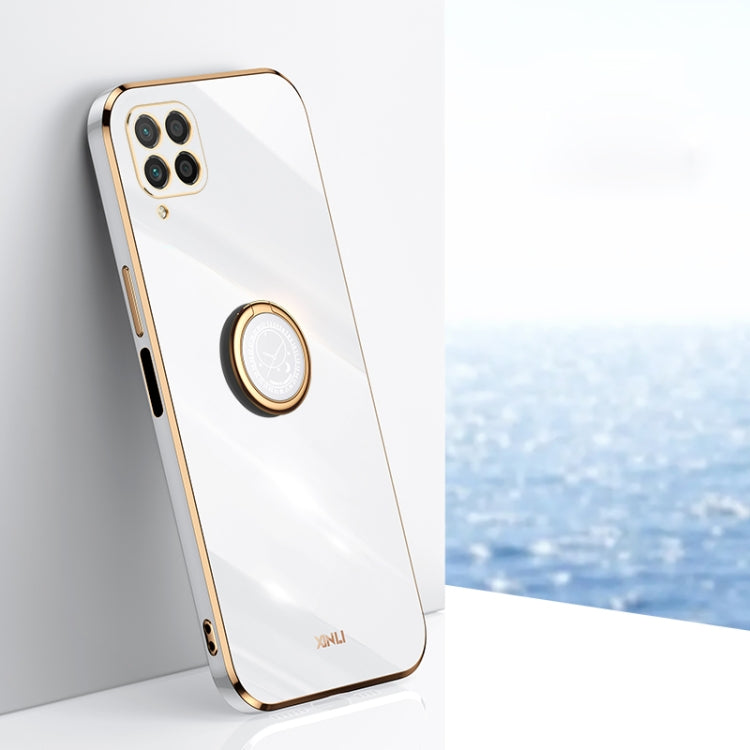 For Huawei nova 6 SE XINLI Straight 6D Plating Gold Edge TPU Shockproof Case with Ring Holder