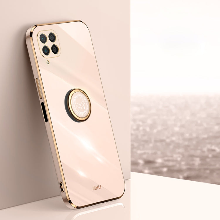 For Huawei nova 6 SE XINLI Straight 6D Plating Gold Edge TPU Shockproof Case with Ring Holder