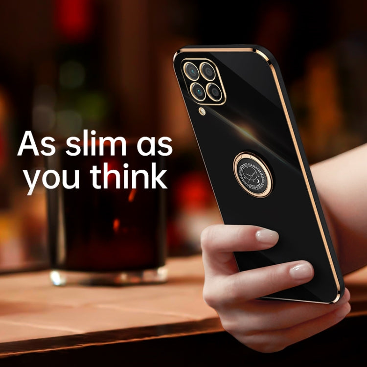 For Huawei nova 6 SE XINLI Straight 6D Plating Gold Edge TPU Shockproof Case with Ring Holder