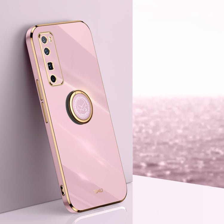 For Huawei nova 7 Pro 5G XINLI Straight 6D Plating Gold Edge TPU Shockproof Case with Ring Holder