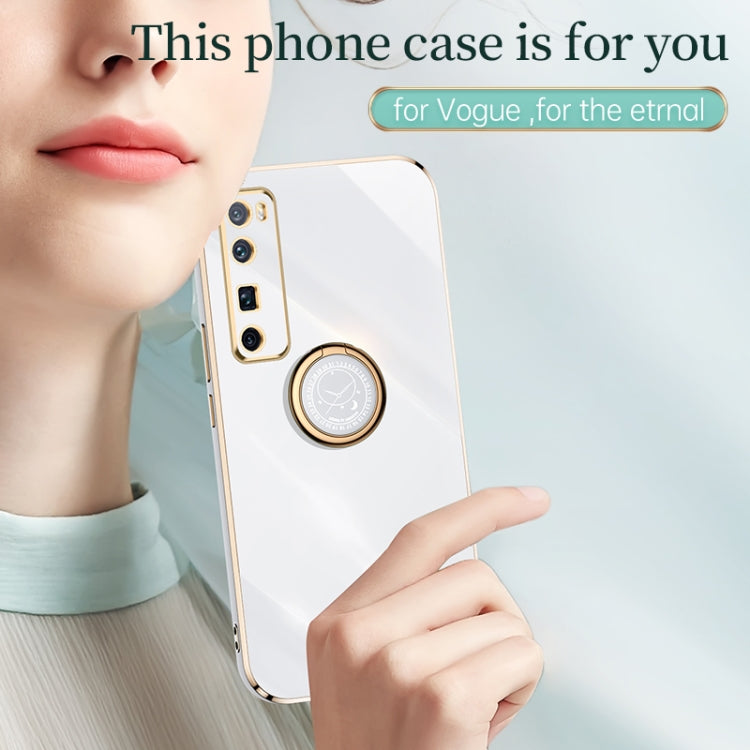 For Huawei nova 7 Pro 5G XINLI Straight 6D Plating Gold Edge TPU Shockproof Case with Ring Holder