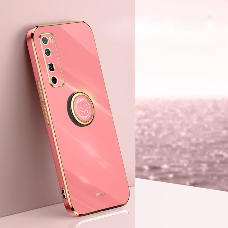 For Huawei nova 7 Pro 5G XINLI Straight 6D Plating Gold Edge TPU Shockproof Case with Ring Holder