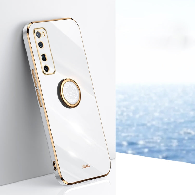For Huawei nova 7 Pro 5G XINLI Straight 6D Plating Gold Edge TPU Shockproof Case with Ring Holder