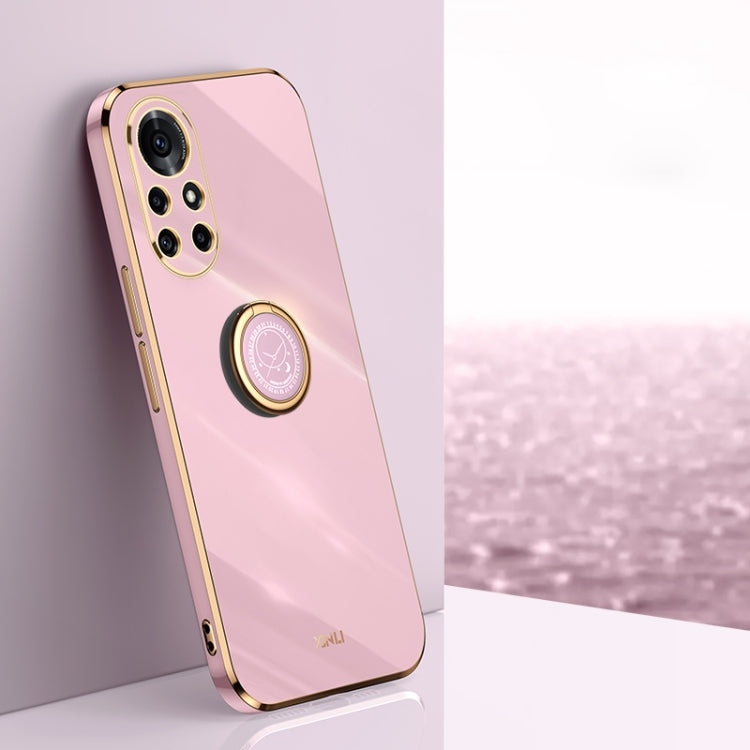 For Huawei nova 8 Pro 5G XINLI Straight 6D Plating Gold Edge TPU Shockproof Case with Ring Holder