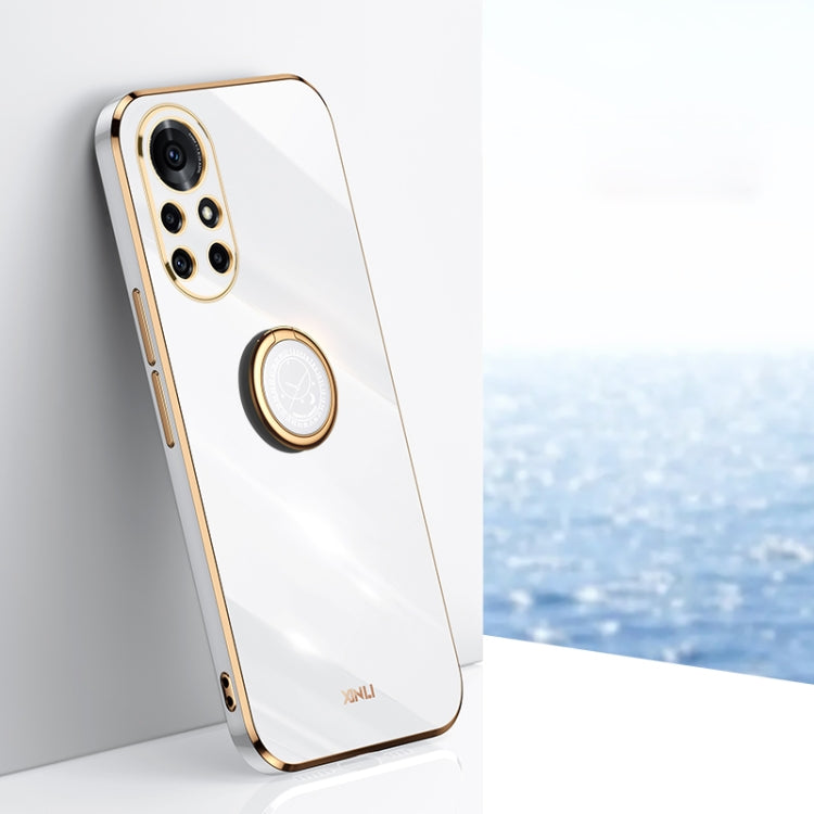For Huawei nova 8 Pro 5G XINLI Straight 6D Plating Gold Edge TPU Shockproof Case with Ring Holder