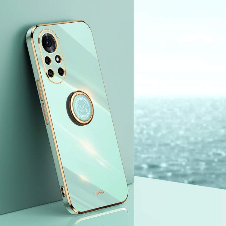 For Huawei nova 8 Pro 5G XINLI Straight 6D Plating Gold Edge TPU Shockproof Case with Ring Holder