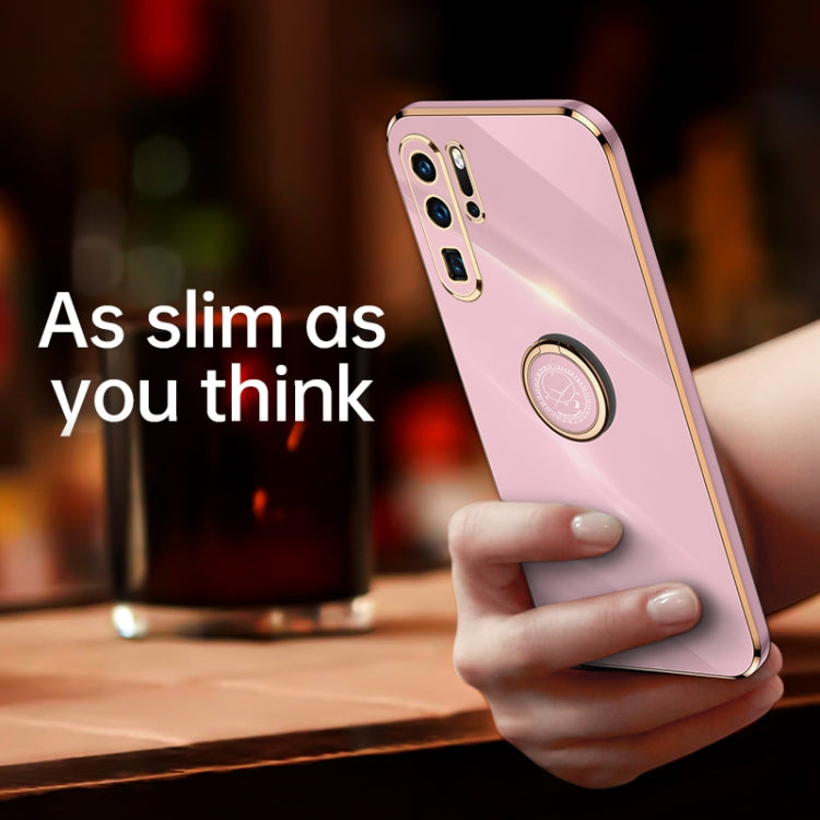 For Huawei P30 Pro XINLI Straight 6D Plating Gold Edge TPU Shockproof Case with Ring Holder