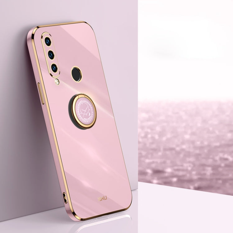 For Huawei P30 Lite XINLI Straight 6D Plating Gold Edge TPU Shockproof Case with Ring Holder