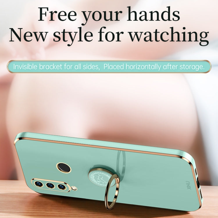 For Huawei P30 Lite XINLI Straight 6D Plating Gold Edge TPU Shockproof Case with Ring Holder