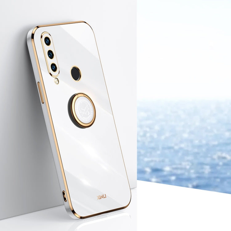 For Huawei P30 Lite XINLI Straight 6D Plating Gold Edge TPU Shockproof Case with Ring Holder