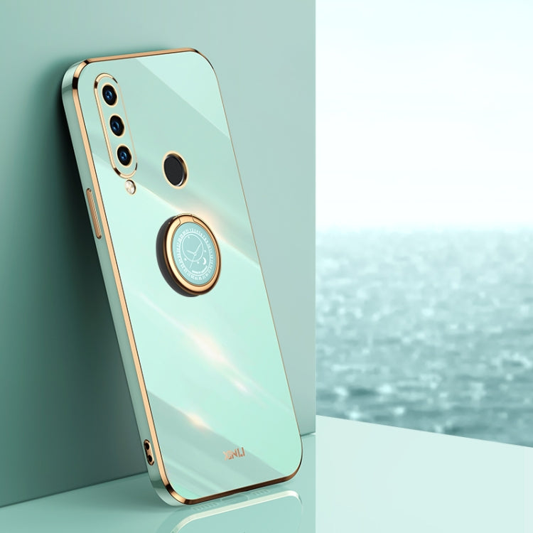 For Huawei P30 Lite XINLI Straight 6D Plating Gold Edge TPU Shockproof Case with Ring Holder