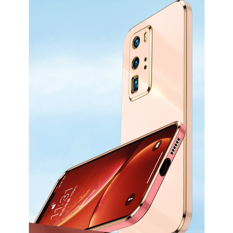 For Huawei P40 XINLI Straight 6D Plating Gold Edge TPU Shockproof Case with Ring Holder