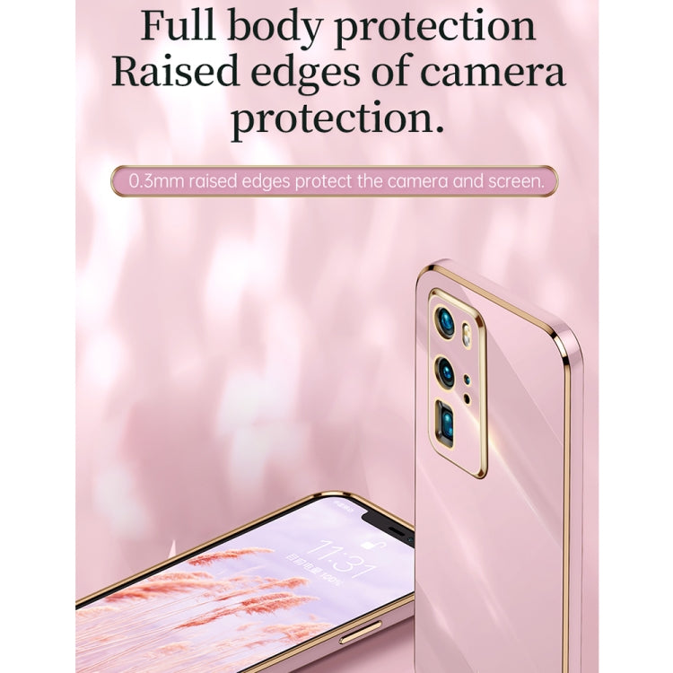 For Huawei P40 XINLI Straight 6D Plating Gold Edge TPU Shockproof Case with Ring Holder
