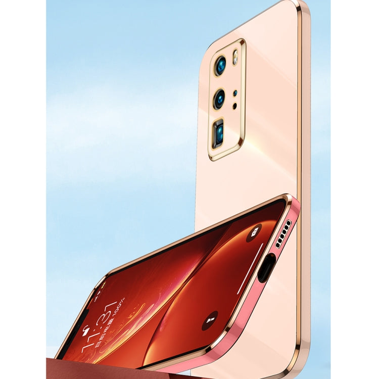 For Huawei P40 Pro XINLI Straight 6D Plating Gold Edge TPU Shockproof Case with Ring Holder