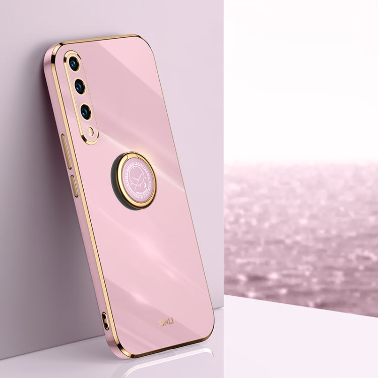 For Honor 20 Lite XINLI Straight 6D Plating Gold Edge TPU Shockproof Case with Ring Holder