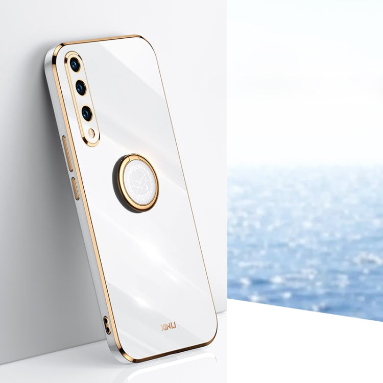 For Honor 20 Lite XINLI Straight 6D Plating Gold Edge TPU Shockproof Case with Ring Holder