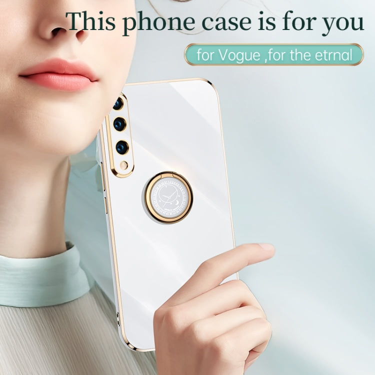 For Honor 20 Lite XINLI Straight 6D Plating Gold Edge TPU Shockproof Case with Ring Holder