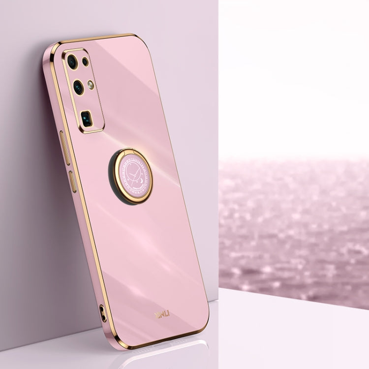 For Honor 30 XINLI Straight 6D Plating Gold Edge TPU Shockproof Case with Ring Holder