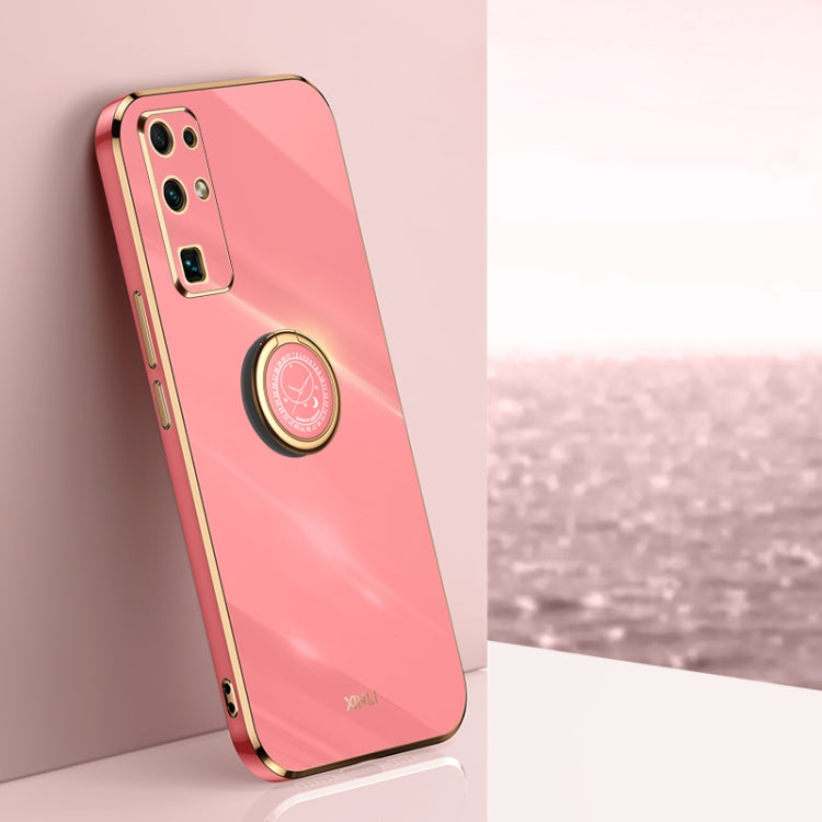 For Honor 30 XINLI Straight 6D Plating Gold Edge TPU Shockproof Case with Ring Holder
