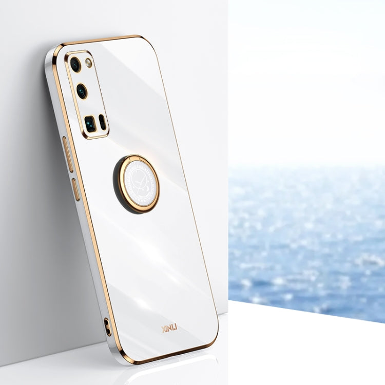 For Honor 30 Pro XINLI Straight 6D Plating Gold Edge TPU Shockproof Case with Ring Holder