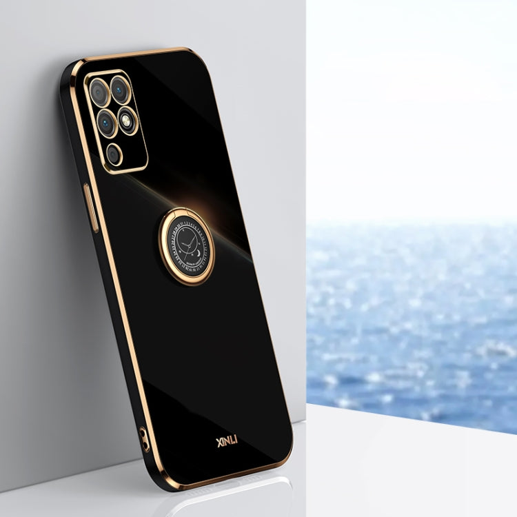 For Honor Play 5T Youth XINLI Straight 6D Plating Gold Edge TPU Shockproof Case with Ring Holder