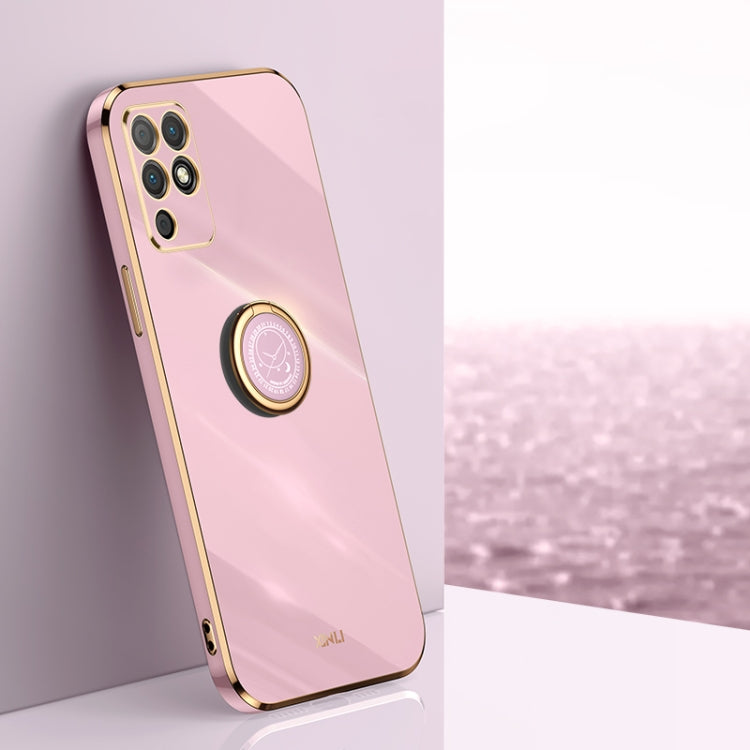For Honor Play 5T Youth XINLI Straight 6D Plating Gold Edge TPU Shockproof Case with Ring Holder