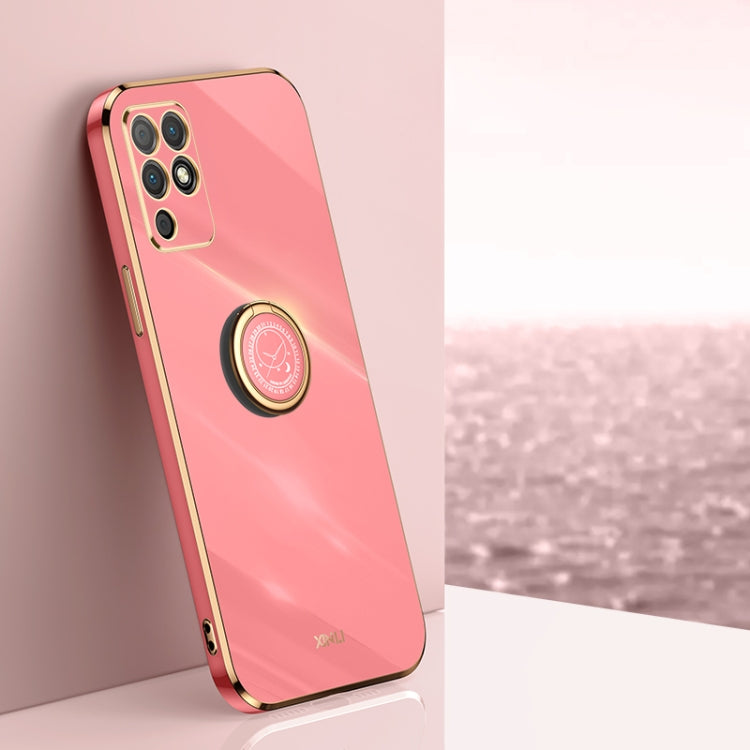 For Honor Play 5T Youth XINLI Straight 6D Plating Gold Edge TPU Shockproof Case with Ring Holder