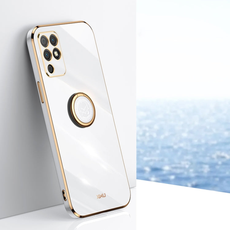 For Honor Play 5T Youth XINLI Straight 6D Plating Gold Edge TPU Shockproof Case with Ring Holder