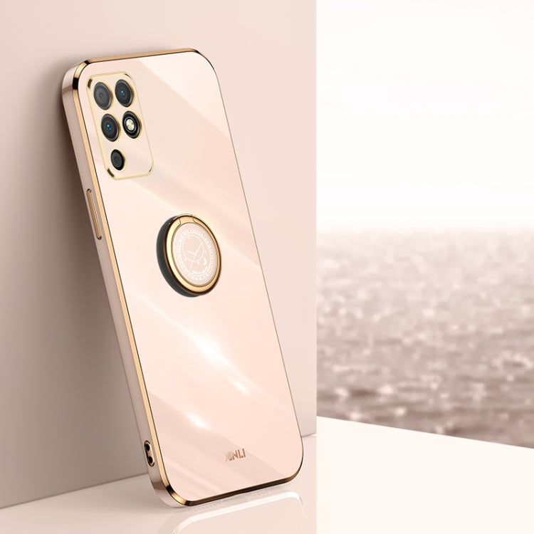 For Honor Play 5T Youth XINLI Straight 6D Plating Gold Edge TPU Shockproof Case with Ring Holder