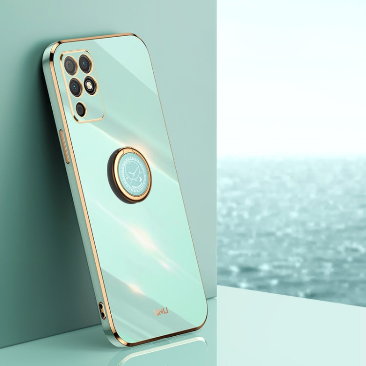 For Honor Play 5T Youth XINLI Straight 6D Plating Gold Edge TPU Shockproof Case with Ring Holder