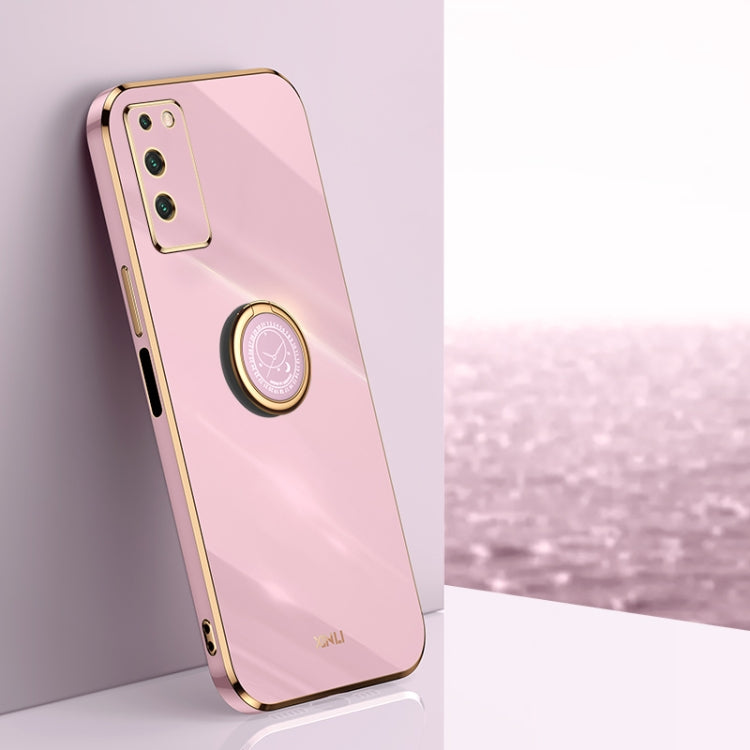 For Honor X10 5G XINLI Straight 6D Plating Gold Edge TPU Shockproof Case with Ring Holder