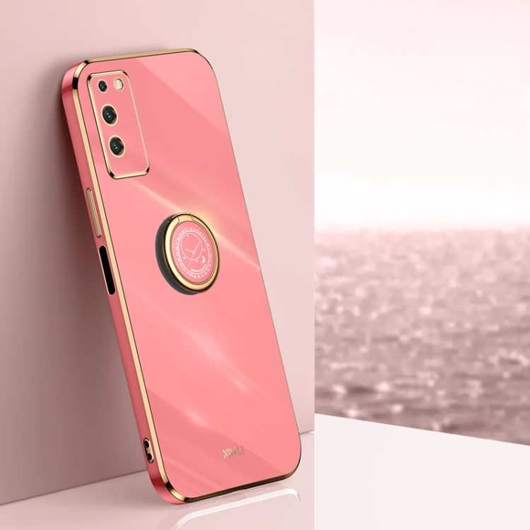 For Honor X10 5G XINLI Straight 6D Plating Gold Edge TPU Shockproof Case with Ring Holder