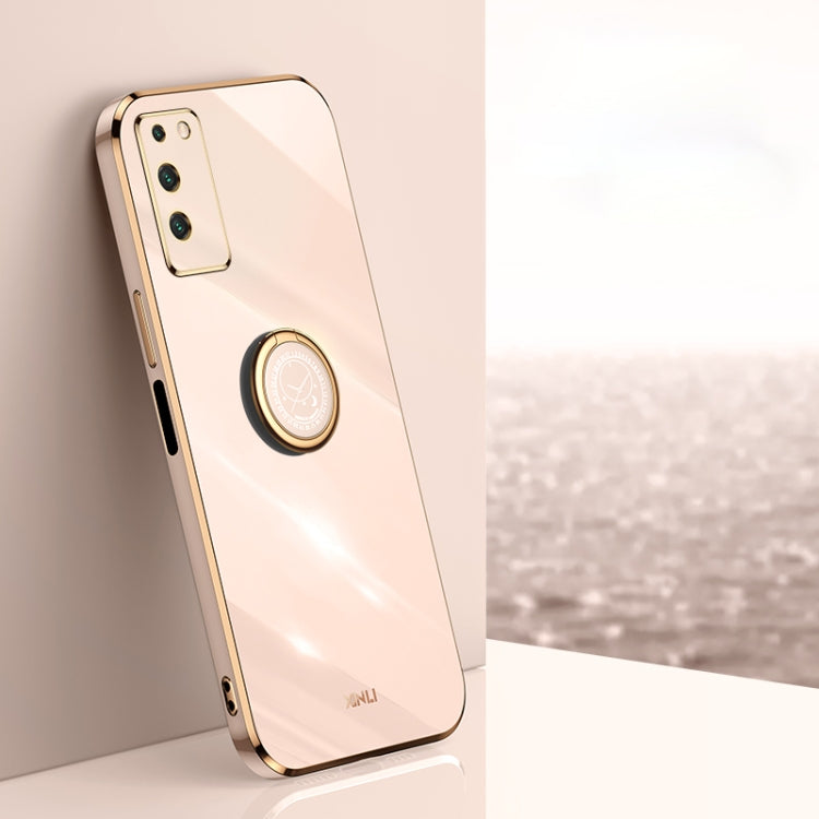 For Honor X10 5G XINLI Straight 6D Plating Gold Edge TPU Shockproof Case with Ring Holder