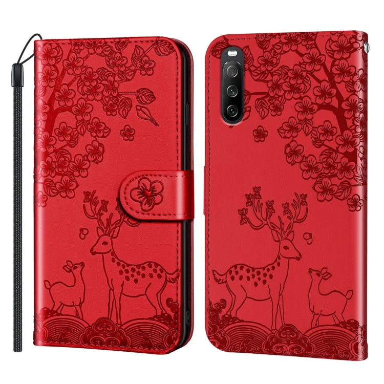 For Sony Xperia 10 III Sika Deer Embossing Pattern Horizontal Flip PU Leather Case with Holder & Card Slot & Wallet & Photo Frame