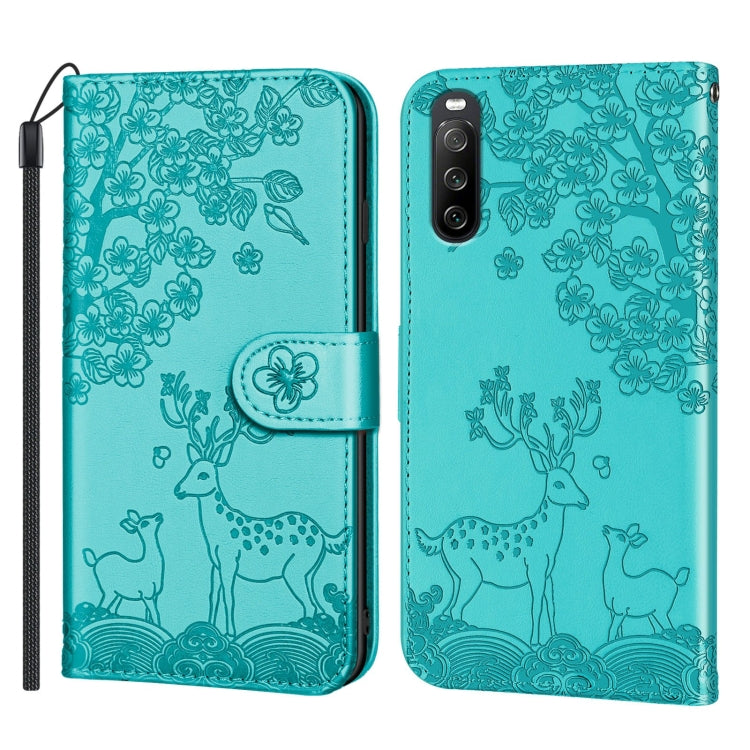 For Sony Xperia 10 III Sika Deer Embossing Pattern Horizontal Flip PU Leather Case with Holder & Card Slot & Wallet & Photo Frame