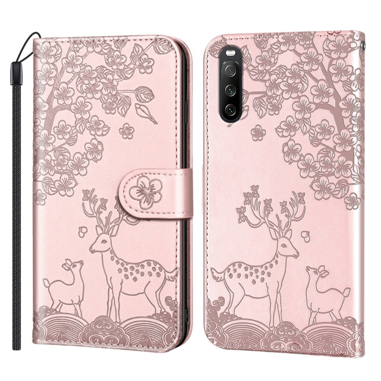 For Sony Xperia 10 III Sika Deer Embossing Pattern Horizontal Flip PU Leather Case with Holder & Card Slot & Wallet & Photo Frame