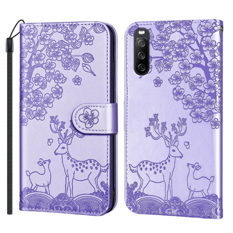 For Sony Xperia 10 III Sika Deer Embossing Pattern Horizontal Flip PU Leather Case with Holder & Card Slot & Wallet & Photo Frame