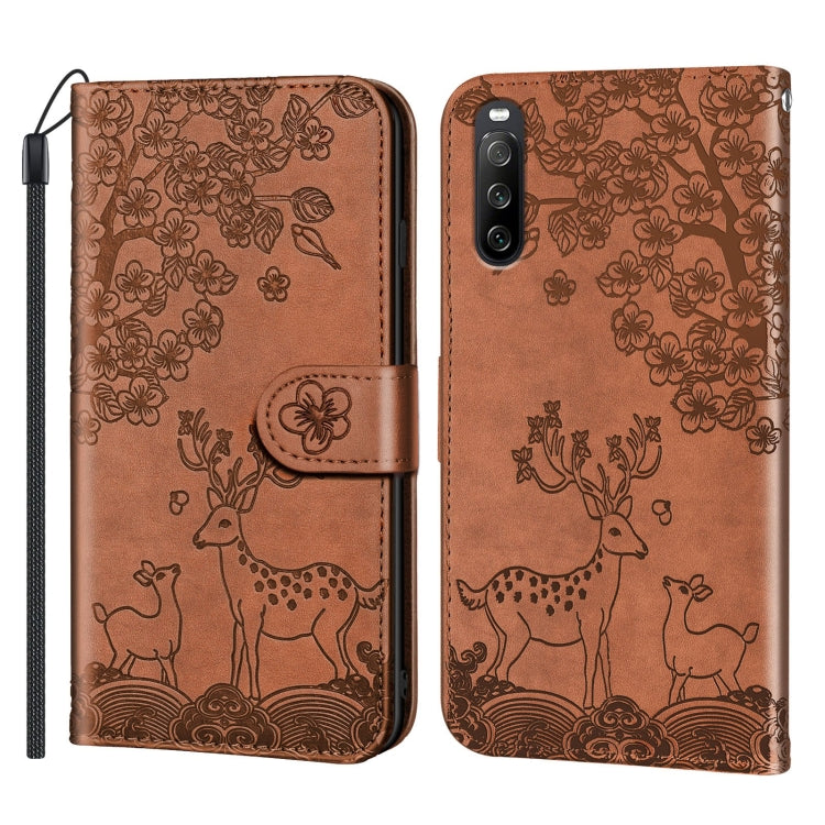 For Sony Xperia 10 III Sika Deer Embossing Pattern Horizontal Flip PU Leather Case with Holder & Card Slot & Wallet & Photo Frame