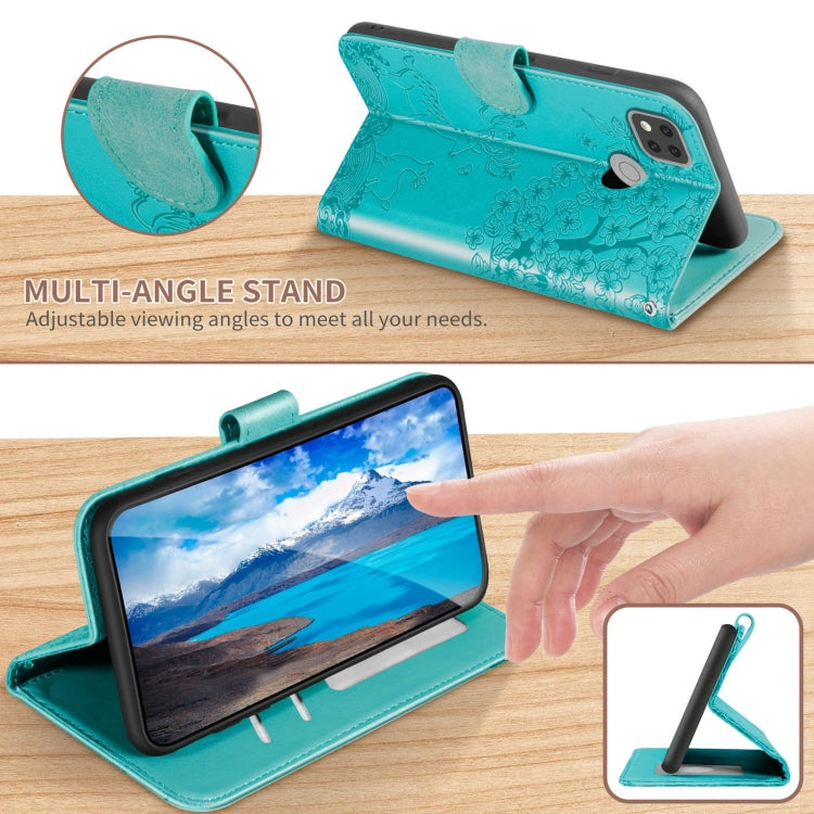 For Xiaomi Redmi 9C Sika Deer Embossing Pattern Horizontal Flip PU Leather Case with Holder & Card Slot & Wallet & Photo Frame