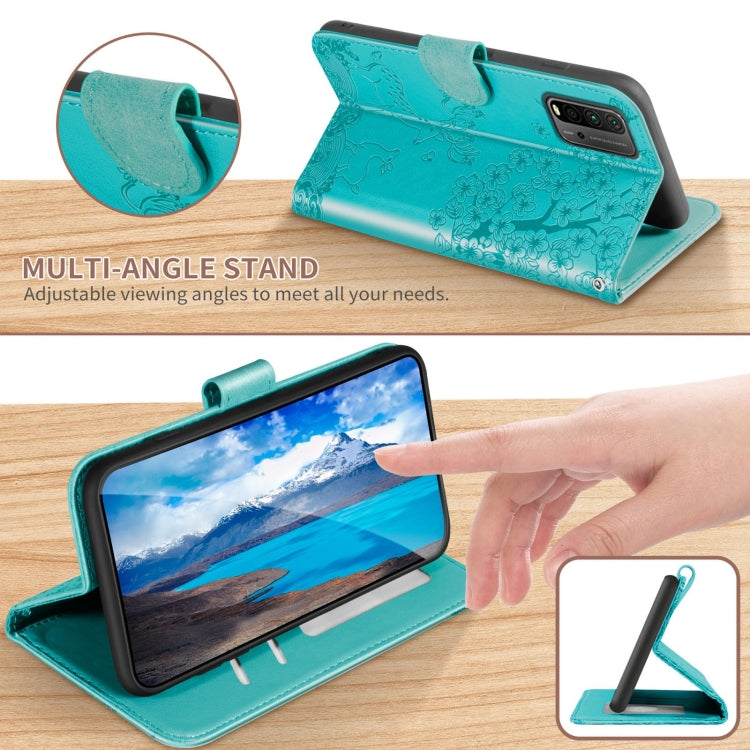 For Xiaomi Redmi 9T Sika Deer Embossing Pattern Horizontal Flip PU Leather Case with Holder & Card Slot & Wallet & Photo Frame