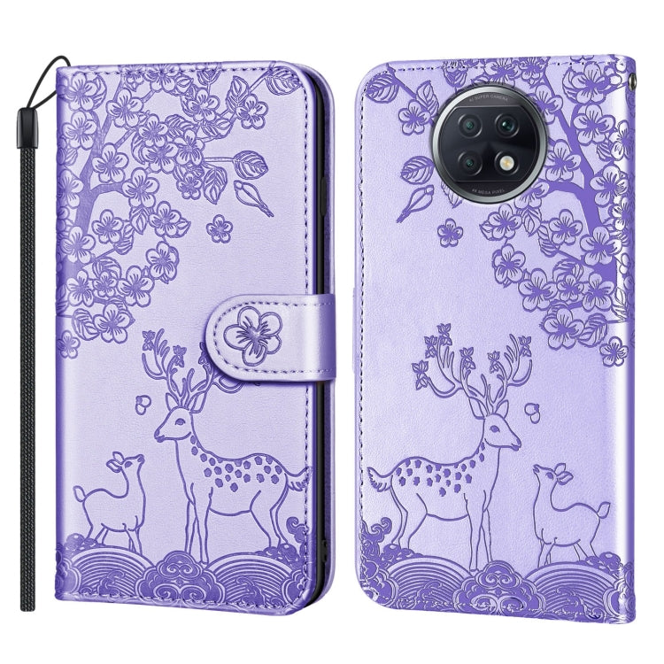 For Xiaomi Redmi Note 9T Sika Deer Embossing Pattern Horizontal Flip PU Leather Case with Holder & Card Slot & Wallet & Photo Frame